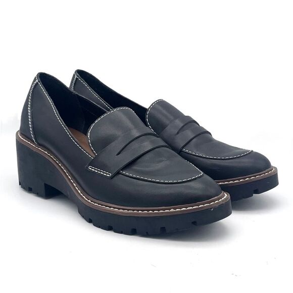 Blondo Waterproof Dulce Platform Loafer Black Leather Lug Sole Shoes Size 10 - Picture 6 of 16